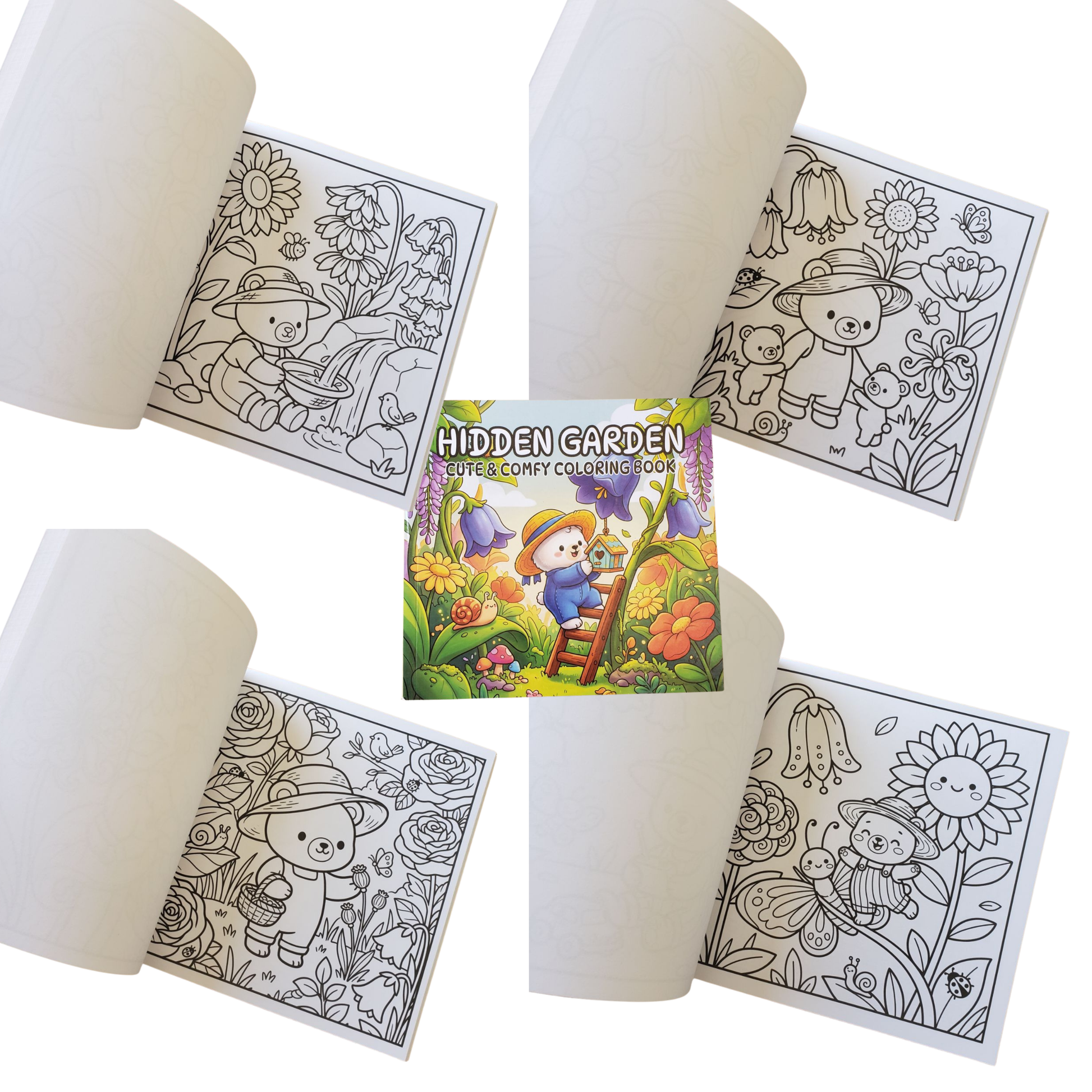 Hidden Garden cozy coloring book for adults featuring adorable garden scenes and relaxing illustrations. Perfect for mindful coloring, stress relief and cozy creative moments. Buy the Hidden Garden cozy coloring book for adults and enjoy relaxing garden-themed illustrations designed for stress relief, mindfulness and cozy creative evenings.